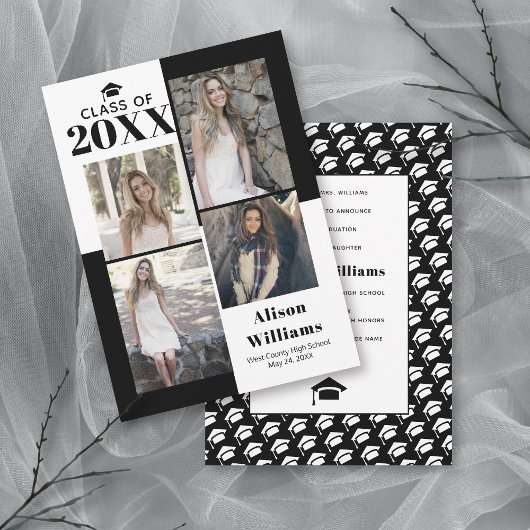 Klasse 2025: vier Fotos, schwarzer, weißer Abschlu Ankündigung