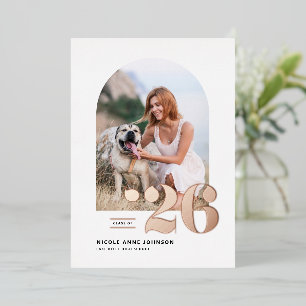 Klasse 2026 Arch Foto Abschluss Rose Gold Folieneinladung