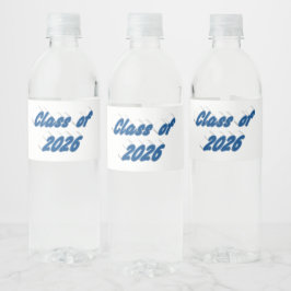 Klasse 2026 blaue Typografie Abschluss  Wasserflaschenetikett