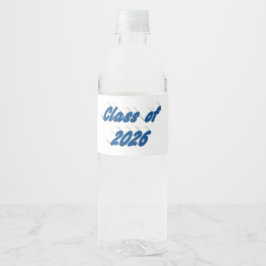 Klasse 2026 blaue Typografie Abschluss  Wasserflaschenetikett