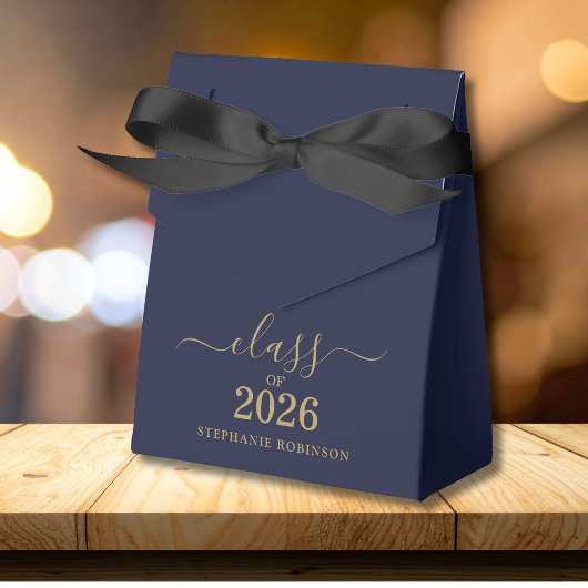 Klasse 2026 Blue Gold Schriftzug Abschlussfeier Geschenkschachtel