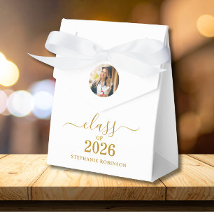 Klasse 2026 Foto Elegantes Gold Schrift Grad Geschenkschachtel