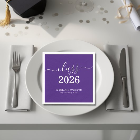 Klasse 2026 Lila Moderne Abschlussfeier Serviette