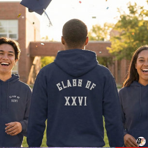 Klasse 2026 Navy bestickter Abschluss Hoodie