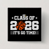 Klasse 2026 Orange Cheer Abschluss Es ist losgeht Button (Vorderseite)