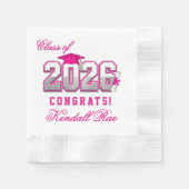 Klasse 2026 Pink Silber Abschluss Varsity Serviette (Vorderseite)