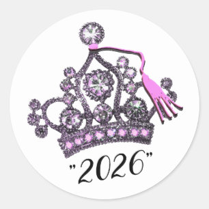 „Klasse 2026“ Prinzessinnen Tiara Runder Aufkleber
