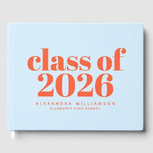 Klasse 2026 Retro-Typografie Blau Orange Gästebuch
