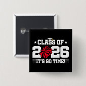 Klasse 2026 Rotes Cheer-Abschluss It's Go Time Button (Vorne & Hinten)