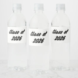 Klasse 2026 schwarze Typografie Abschluss  Wasserflaschenetikett