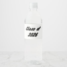 Klasse 2026 schwarze Typografie Abschluss  Wasserflaschenetikett