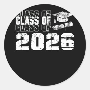Klasse 2026 Senior 2026 Abschluss Vintage Schule Runder Aufkleber