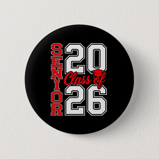 Klasse 2026 Senior 26 Rot Abschluss Absolvent Button (Vorderseite)