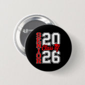 Klasse 2026 Senior 26 Rot Abschluss Absolvent Button (Vorne & Hinten)