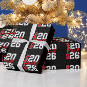 Klasse 2026 Senior 26 Rot Abschluss Absolvent Geschenkpapier