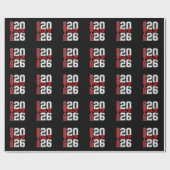 Klasse 2026 Senior 26 Rot Abschluss Absolvent Geschenkpapier (Flach)