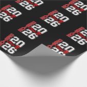 Klasse 2026 Senior 26 Rot Abschluss Absolvent Geschenkpapier (Ecke)