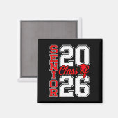 Klasse 2026 Senior 26 Rot Abschluss Absolvent Magnet (Vorderseite/Rückseite)