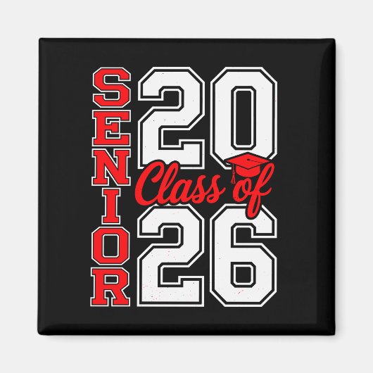 Klasse 2026 Senior 26 Rot Abschluss Absolvent Magnet (Vorne)