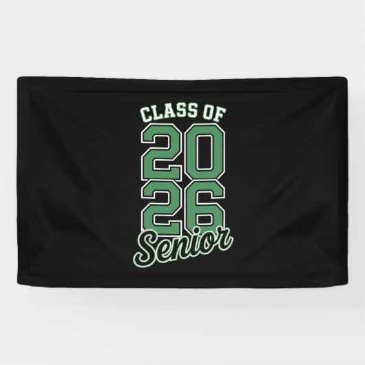 Klasse 2026 Senior Grün Abschluss Absolvent Banner (Horizontal)