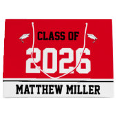 Klasse 2026 und Name auf roter und weißer Vorlage Große Geschenktüte (Vorderseite)