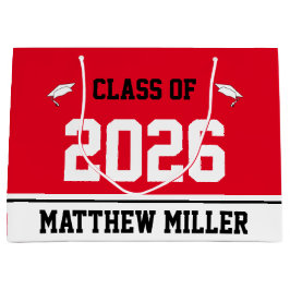 Klasse 2026 und Name auf roter und weißer Vorlage Große Geschenktüte