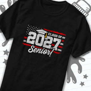 Klasse 2027 Abschluss American Flag Senior 2027 T-Shirt