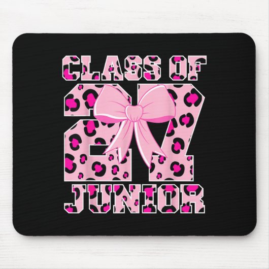 Klasse 2027 Junior Leopard rosa Schleife Mädchen-S Mousepad (Vorne)