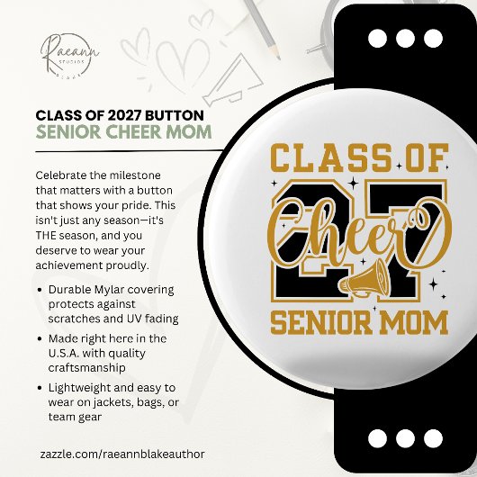 Klasse 2027 Senior Cheer Mom Button