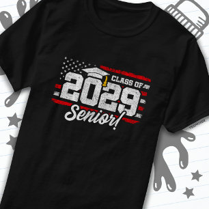 Klasse 2029 Abschluss American Flag Senior 2029 T-Shirt
