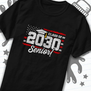 Klasse 2030 Abschluss American Flag Senior 2030 T-Shirt