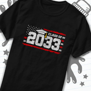 Klasse 2033 Abschluss American Flag Senior 2033 T-Shirt