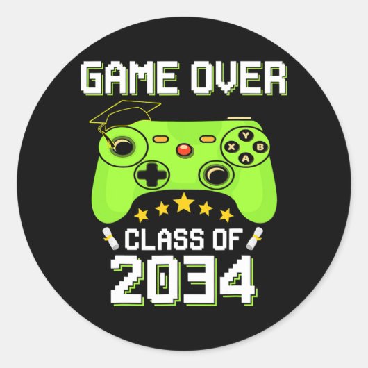 Klasse 2034 Game Over Senior Video Games Gamer Runder Aufkleber (Vorderseite)