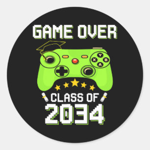 Klasse 2034 Game Over Senior Video Games Gamer Runder Aufkleber