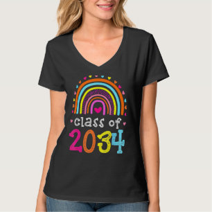 Klasse 2034 Rainbow Pink Graduate Preschool Art T-Shirt
