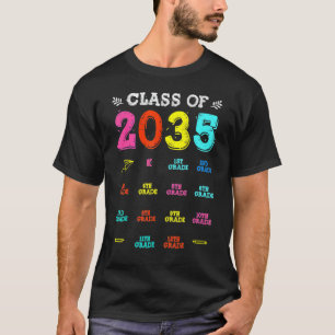 Klasse 2035 Abschluss Erster Schultag wächst T-Shirt