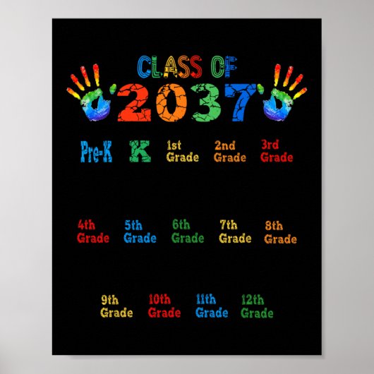 Klasse 2037 wächst mit Farbhandprint vor K 1 Poster (Vorne)