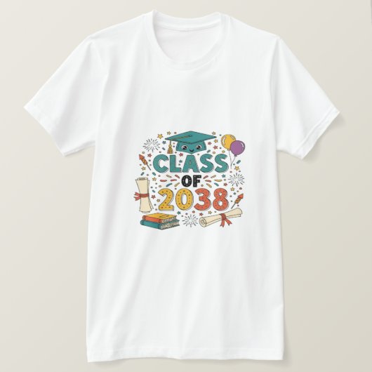 Klasse 2038 Abschluss Design feiern. T-Shirt (Design vorne)