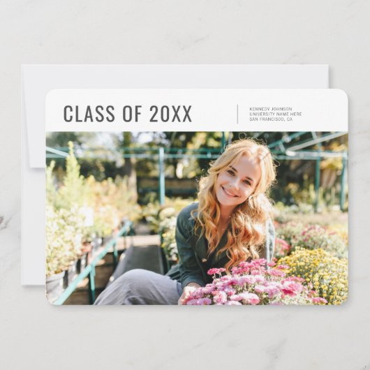 Klasse 20XX Moderner Abschluss für Minimalistische Ankündigung (Vorderseite)