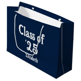 Klasse "25 Dark Blue and White Graduate Name Große Geschenktüte