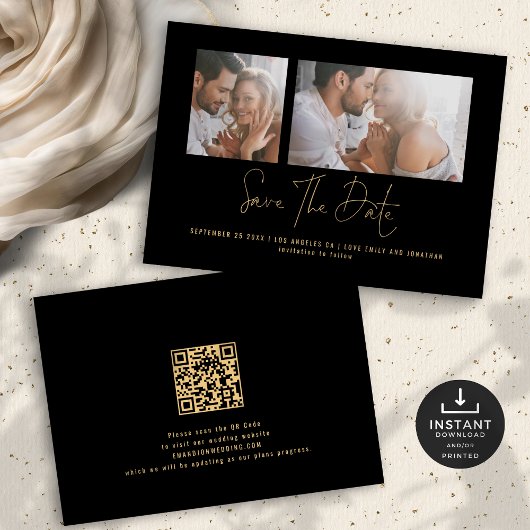 Klasse 2 Fotos Gold Black Wedding Save The Date