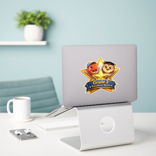 Klasse 2 hervorragende Arbeit mit der Eule und Rex Aufkleber (Laptop auf Schreibtisch)