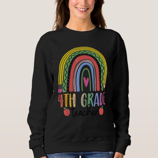 Klasse 4 Regenbogen-Lehrer-Team Vierte Klasse Squa Sweatshirt (Vorderseite)