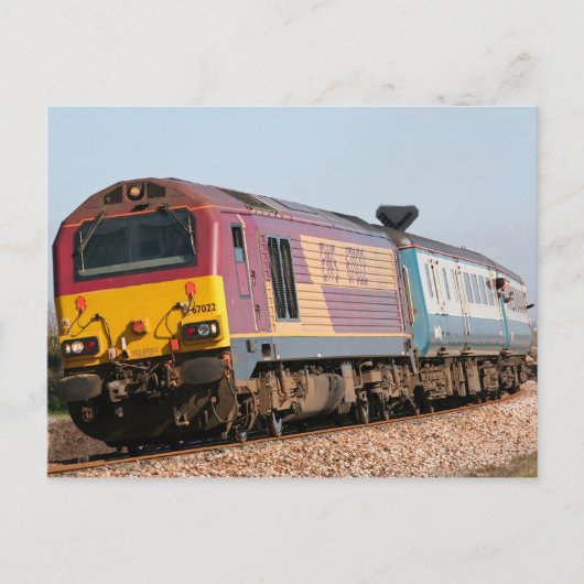 Klasse 67 Dieselloco 67022 in Dawlish Warren Postkarte (Vorderseite)