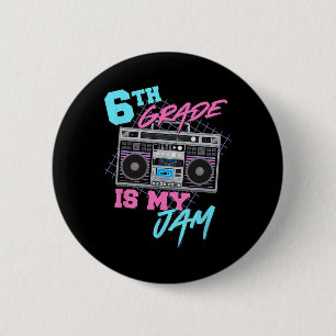 Klasse 6 ist mein Ding Vintage 80er Boombox Lehrer Button