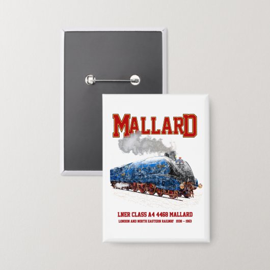 Klasse A4 Mallard - Weltweit schnellste Dampflokom Button (Vorderseite/Rückseite)
