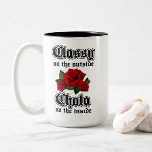 Klasse an der Außentreppe Chola an der inneren Tas Zweifarbige Tasse