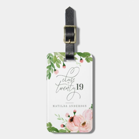 Klasse Aquarellblumenabsolvent 2019 Gepäckanhänger (Vorderseite vertikal)