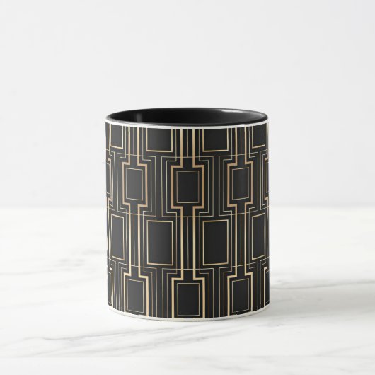 Klasse Art Deco Schwarz und Gold Tasse (Zentrum)