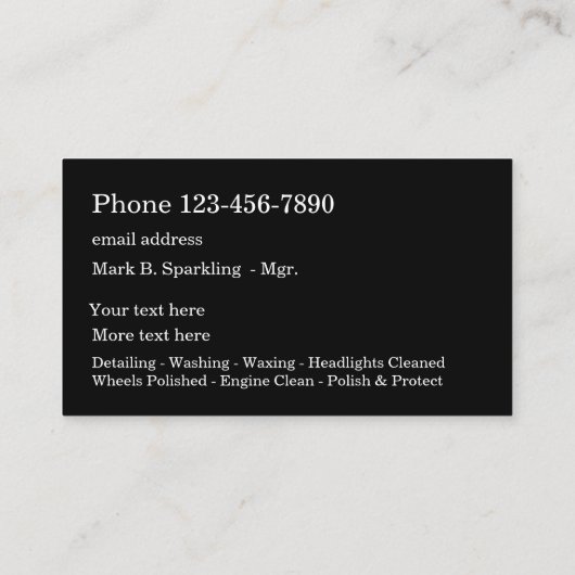 Klasse Auto mit Doppelseitenangabe Visitenkarte (Rückseite)